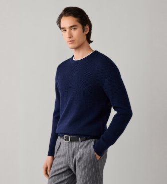 Hackett London Maglione Duo Stitch blu navy