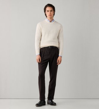 Hackett London Maglione Duo Stitch Crew bianco sporco