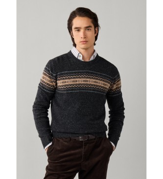 Hackett London Jersey Fairisle gris