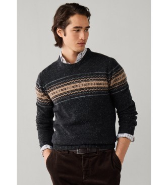 Hackett London Jersey Fairisle gris