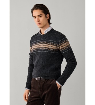 Hackett London Jersey Fairisle gris