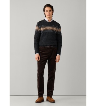 Hackett London Jersey Fairisle gris