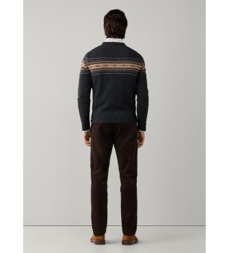 Hackett London Jersey Fairisle gris