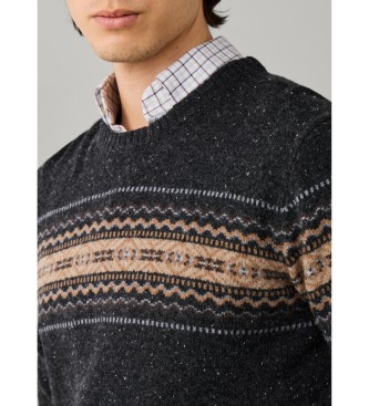 Hackett London Jersey Fairisle gris