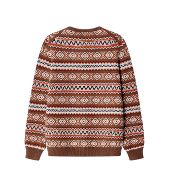 Hackett London Jersey Fairisle Crew Neck castanho
