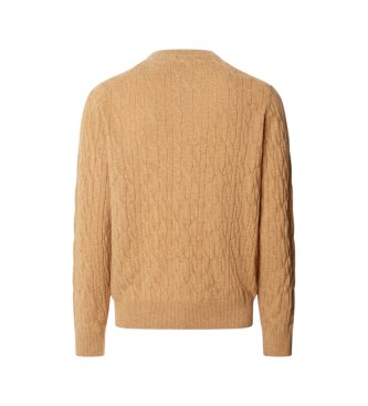 Hackett London Maglione girocollo in lambswool a trecce beige