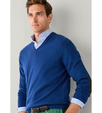 Hackett London Jersey Merino Cash Mix azul medio