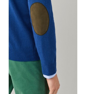Hackett London Jersey Merino Cash Mix azul medio