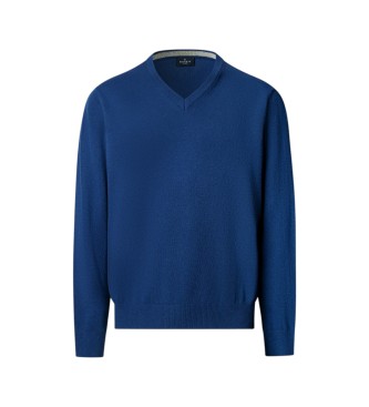Hackett London Jersey Merino Cash Mix azul medio