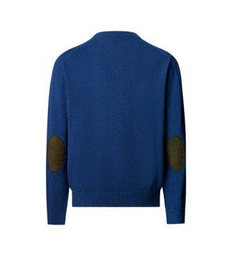 Hackett London Jersey Merino Cash Mix azul medio
