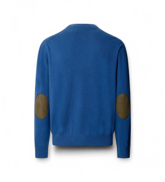 Hackett London Jersey Merino Cash Mix Crew azul