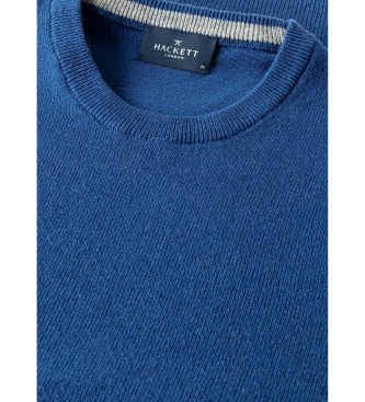 Hackett London Jersey Merino Cash Mix Crew azul