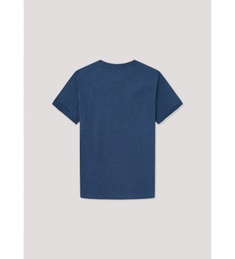 Hackett London T-shirt met tip marine