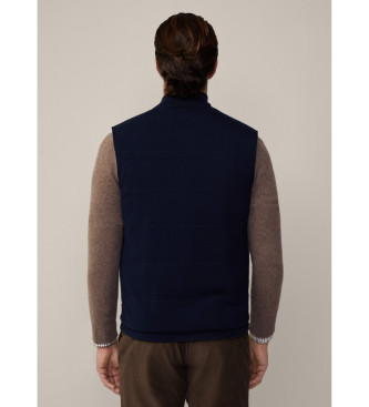 Hackett London Gilet in maglia ibrida blu scuro