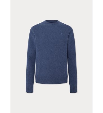 Hackett London Einfarbiger blauer Pullover