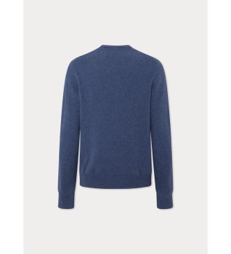 Hackett London Einfarbiger blauer Pullover