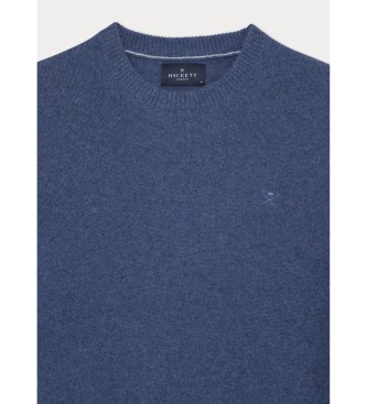 Hackett London Einfarbiger blauer Pullover