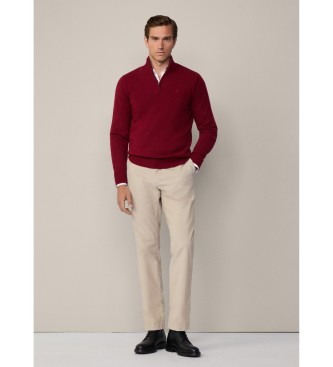 Hackett London Jersey Lana Zip rojo