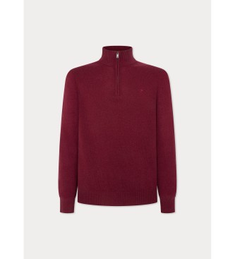 Hackett London Maglione in lana con zip rossa