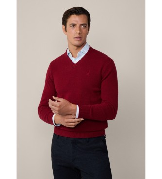 Hackett London Kastanienbrauner Pullover mit V-Ausschnitt