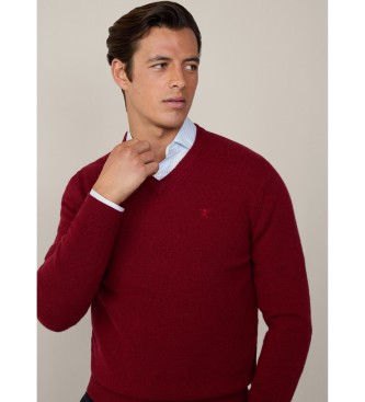 Hackett London Kastanienbrauner Pullover mit V-Ausschnitt