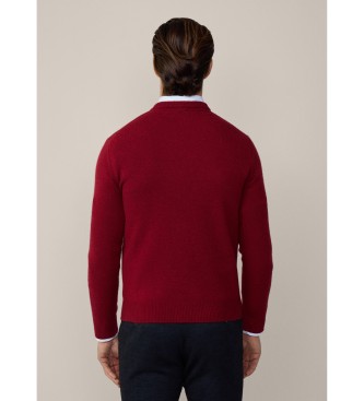 Hackett London Kastanienbrauner Pullover mit V-Ausschnitt