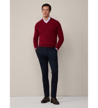 Hackett London Kastanienbrauner Pullover mit V-Ausschnitt