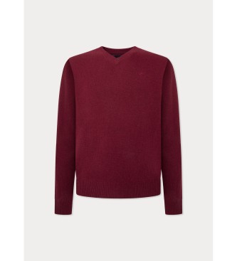 Hackett London Kastanienbrauner Pullover mit V-Ausschnitt