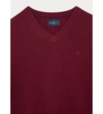 Hackett London Bordo pulover z V-izrezom