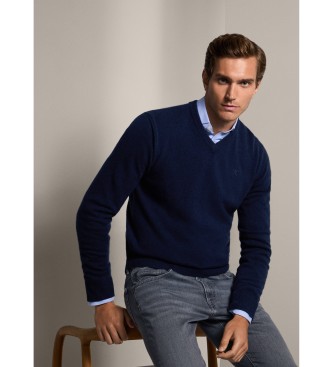 Hackett London Maglione lavorato a maglia a V blu scuro