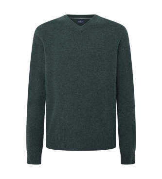 Hackett London Maglione lavorato a V verde scuro