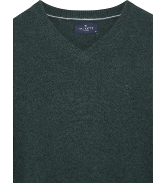 Hackett London Maglione lavorato a V verde scuro