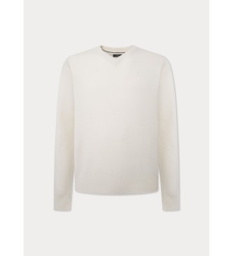 Hackett London Maglione bianco sporco lavorato a V