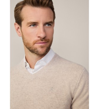 Hackett London Pull-over beige  col en V