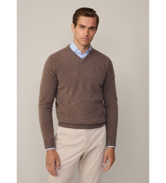 Hackett London Brauner Pullover mit V-Ausschnitt