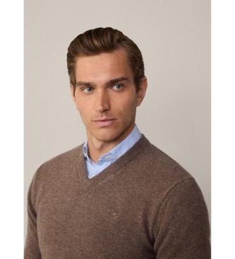 Hackett London Maglione lavorato a maglia a V marrone