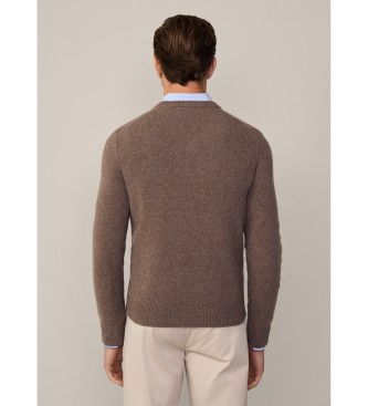 Hackett London Maglione lavorato a maglia a V marrone