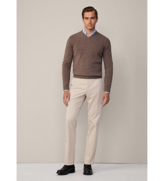 Hackett London Brauner Pullover mit V-Ausschnitt