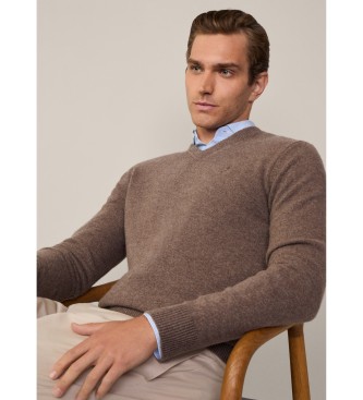 Hackett London Brauner Pullover mit V-Ausschnitt