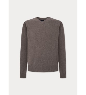 Hackett London Brauner Pullover mit V-Ausschnitt