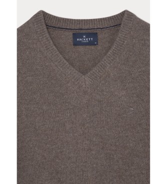 Hackett London Brauner Pullover mit V-Ausschnitt