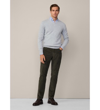 Hackett London Siv pulover z V-izrezom 