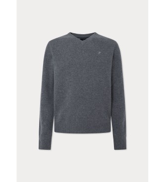 Hackett London Dunkelgrauer Pullover mit V-Ausschnitt