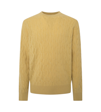 Hackett London Pull Lw Cable Crew jaune