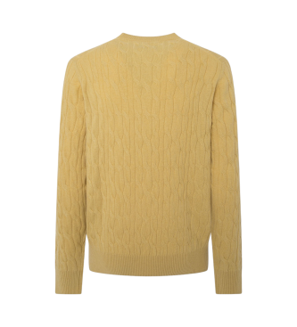 Hackett London Pull Lw Cable Crew jaune