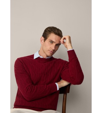 Hackett London Pull Lw Cable Crew marron