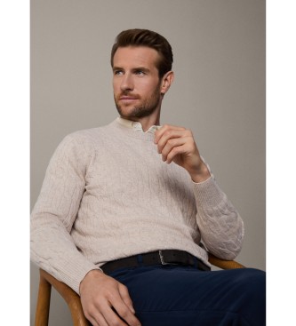 Hackett London Pullover Lw Cable Crew off-white