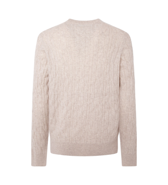 Hackett London Pullover Lw Cable Crew off-white