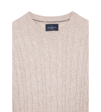 Hackett London Jersey Lw Cable Crew blanco roto