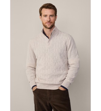 Hackett London Jersey Lw Cable Hzip blanco roto